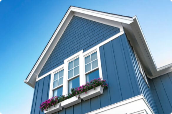 Fiber cement.<br>James Hardie® siding